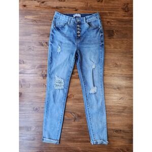 Thread & Others Women 5/27 Button Fly High Rise Skinny Jeans Y2K Indie Grunge